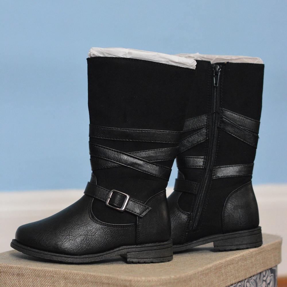 Rachel Shoes Lil Berkley Toddler Girls' Knee-High Boots, Size 10M, Black